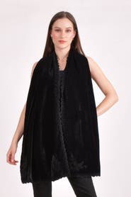RAAS Hand Embroidered Velvet Beaded Scarf