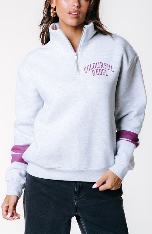 Colourful Rebel Varsity Logo Relaxed Zip Sweat In Gray