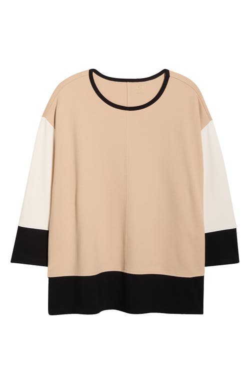 Jones New York Color Block Knit Top In Brown