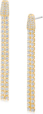 CZ by Kenneth Jay Lane Cubic Zirconia Double Strand Linear Drop Earrings