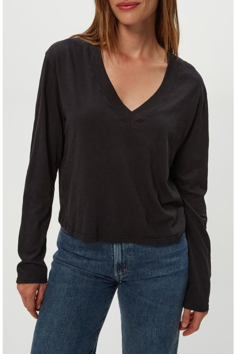 Brea V-Neck Supima Cotton Top, Alternate, color, BLACK