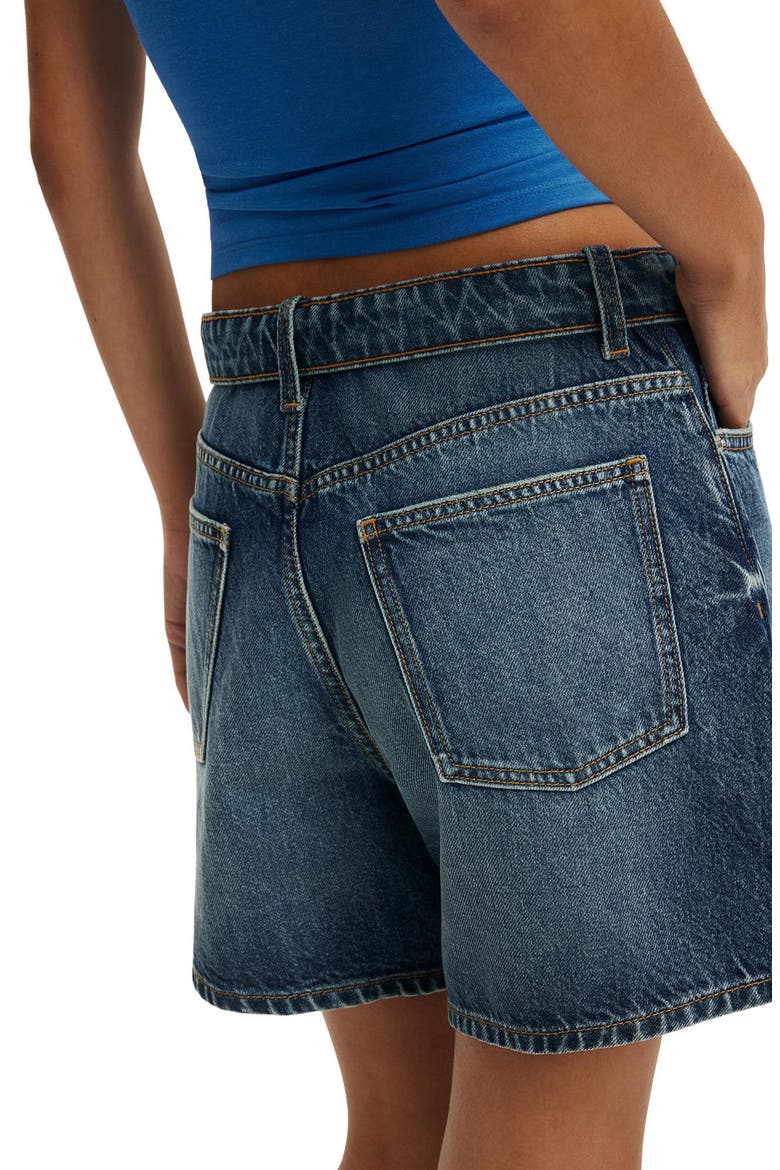 High '90s Foldover Waistband Denim Shorts, Alternate, color, VIRGO BLUE FOLDOVER