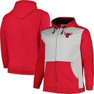 FANATICS Men's Fanatics Branded Red/Heather Gray Chicago Bulls Big & Tall Contrast Pieced Stitched Full-Zip Hoodie