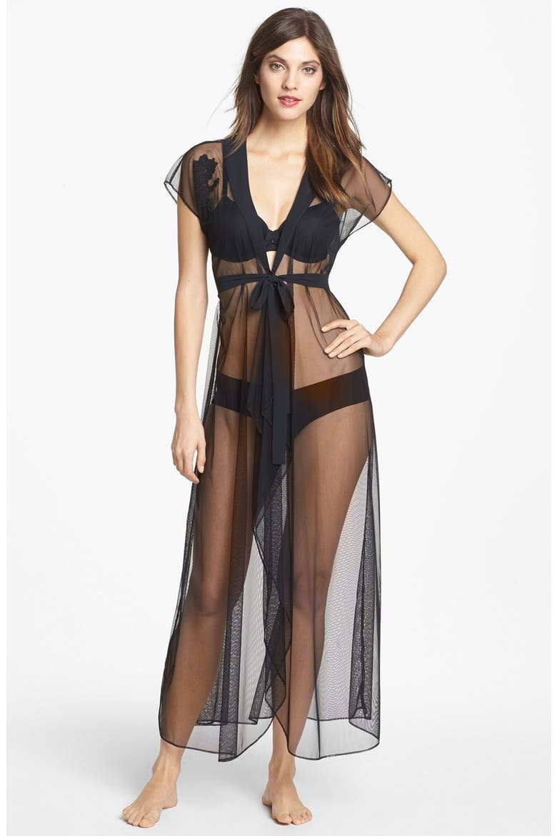 Sleepwear 'Romantic Whisper' Robe, Main, color, BLACK