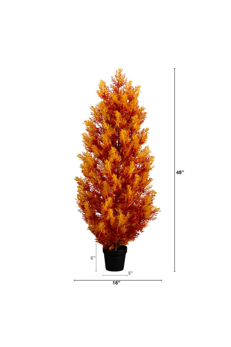 4-ft UV Resistant Autumn Artificial Fall Cedar Tree, Alternate, color, Orange