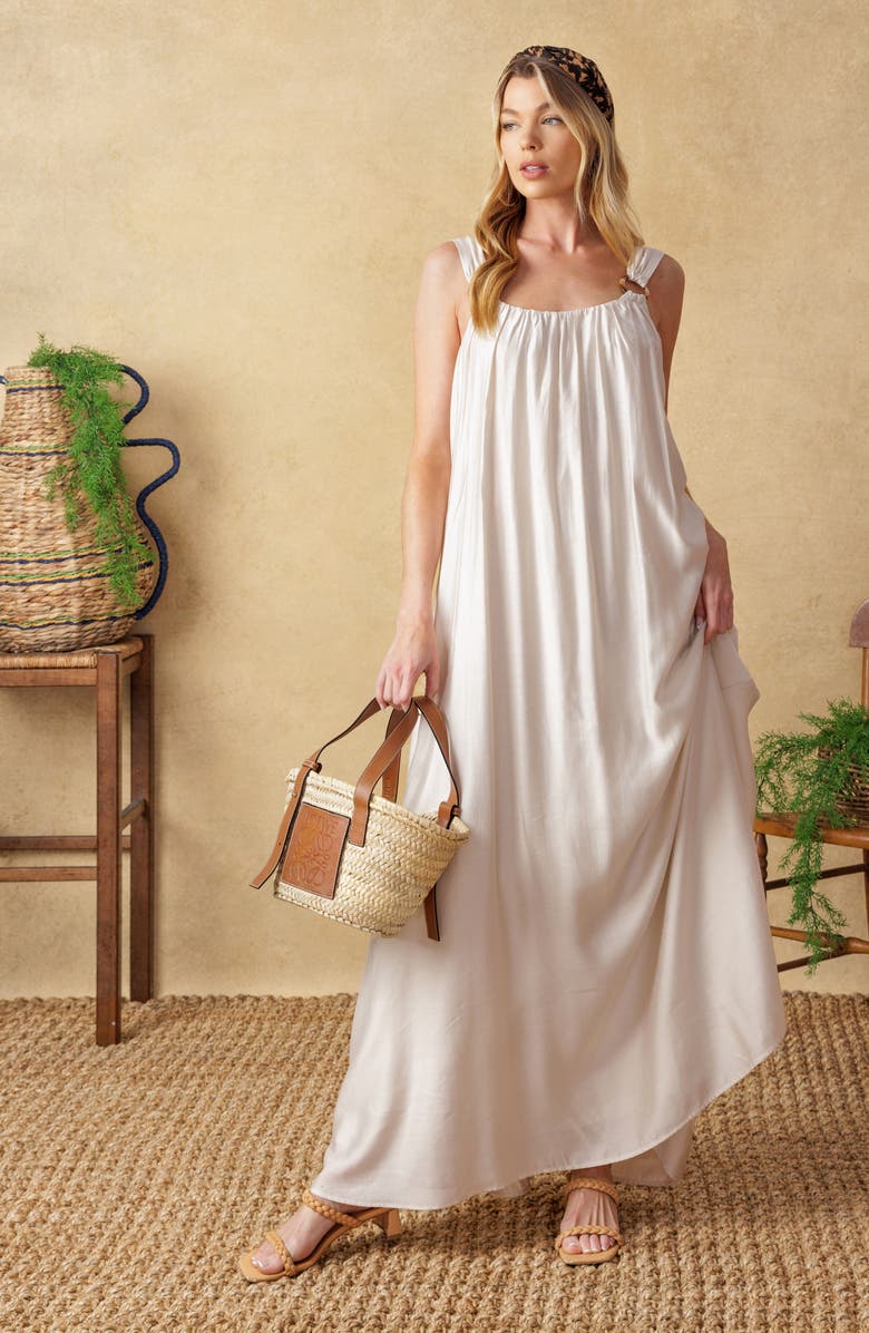 FLYING TOMATO Solid Maxi Sundress, Alternate, color,