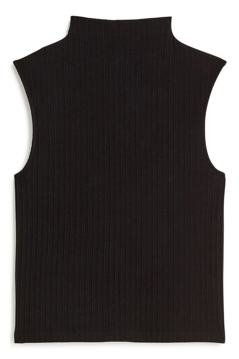 Mock Neck Sleeveless Rib Top, Main, color, JET BLACK