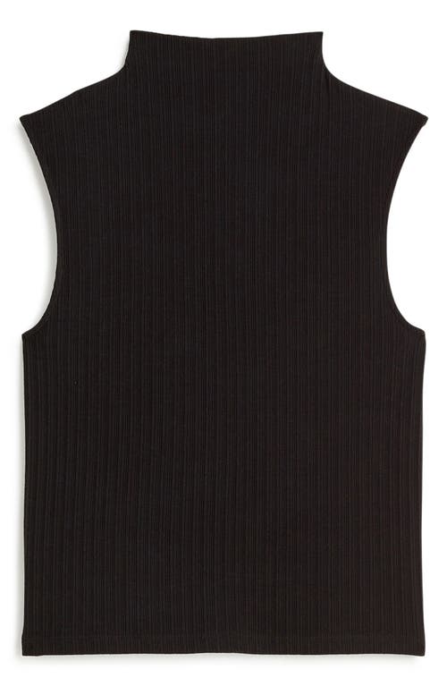 Madewell Mock Neck Sleeveless Rib Top in Jet Black 