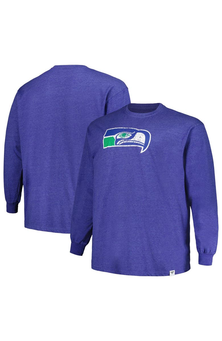 PROFILE Men's Profile Heather Royal Seattle Seahawks Big & Tall Throwback Long Sleeve T-Shirt, Alternate, color, 