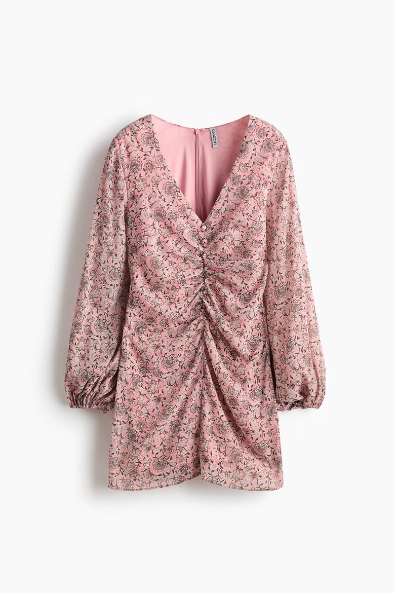 Button-detail Crinkled Dress, Alternate, color, Pink/floral