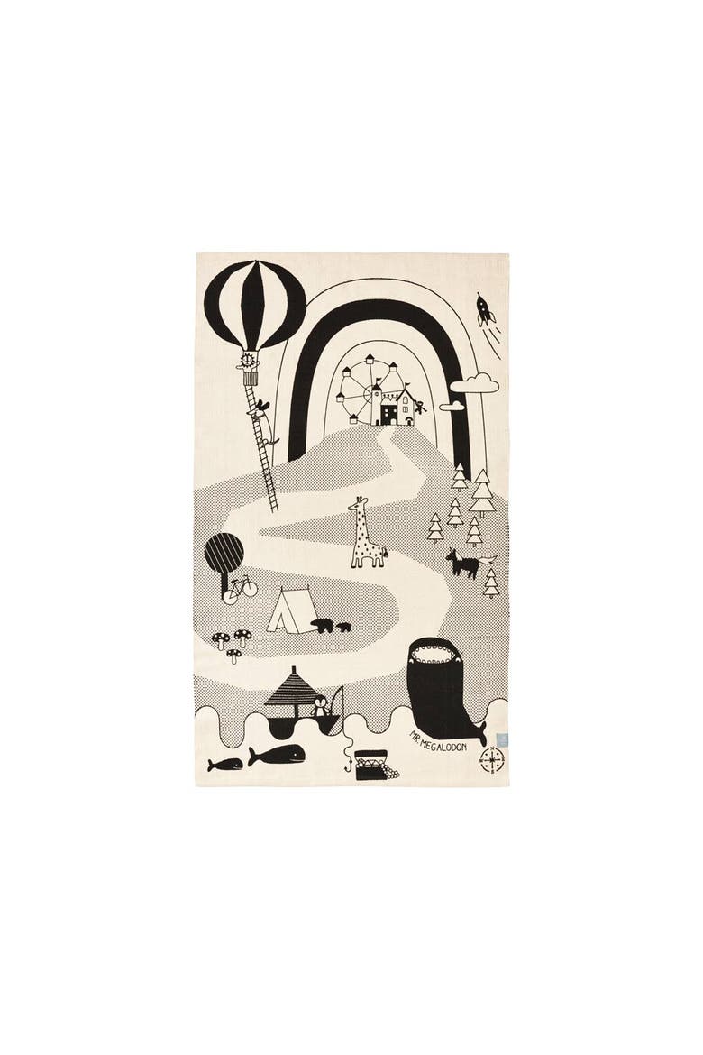 Mr. Megalodon Adventure Rug, Main, color, Offwhite / Black