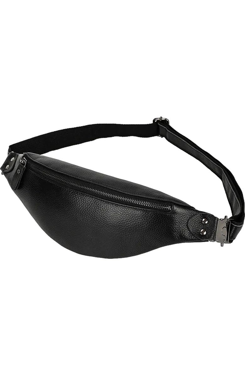 STEEL HORSE LEATHER The Walcott Leather Waist Bag | Black Leather Fanny Pack, Alternate, color, Black