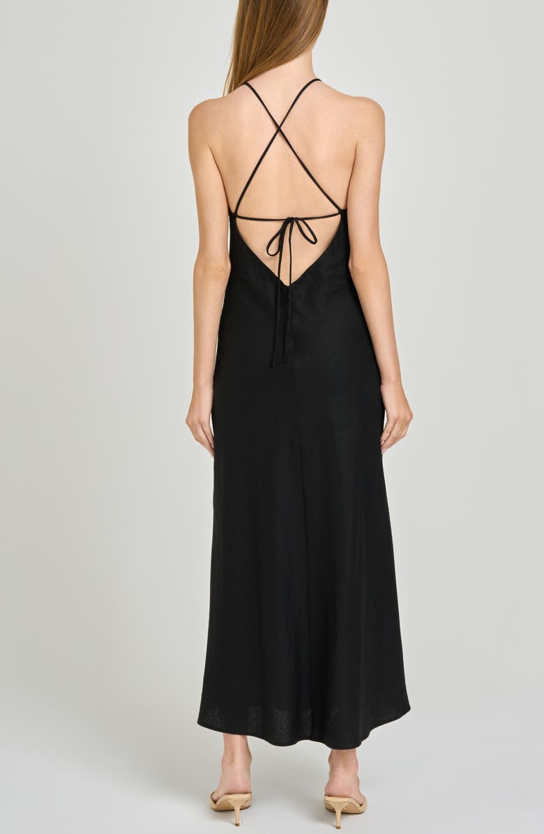 WAYF Lucienne Strappy Back Linen Blend Maxi Dress, Alternate, color, Black
