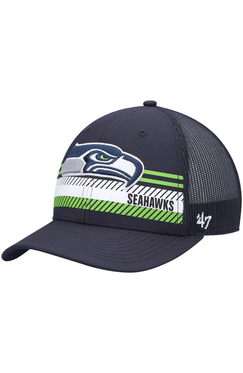 '47 Men's '47 College Navy Seattle Seahawks Cumberland Trucker Snapback Hat, Main, color, 