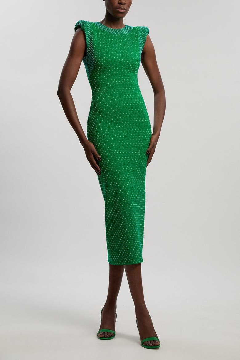 Studded Jersey Midi Dress, Alternate, color, Green
