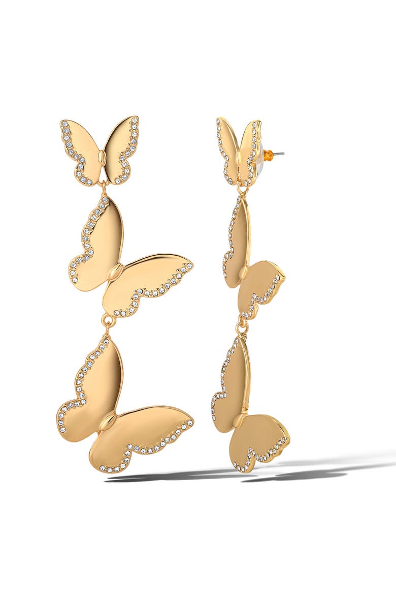 Butterfly Dangle Earrings, Main, color, Gold