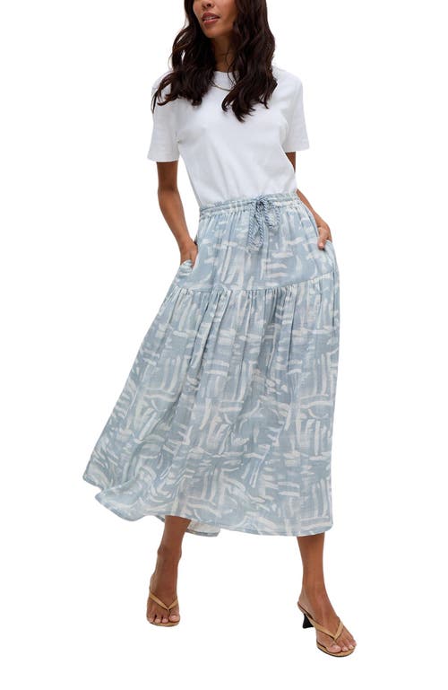 Raffya Bonnie Shirred Waist Warhol Print Midi Skirt In Blue
