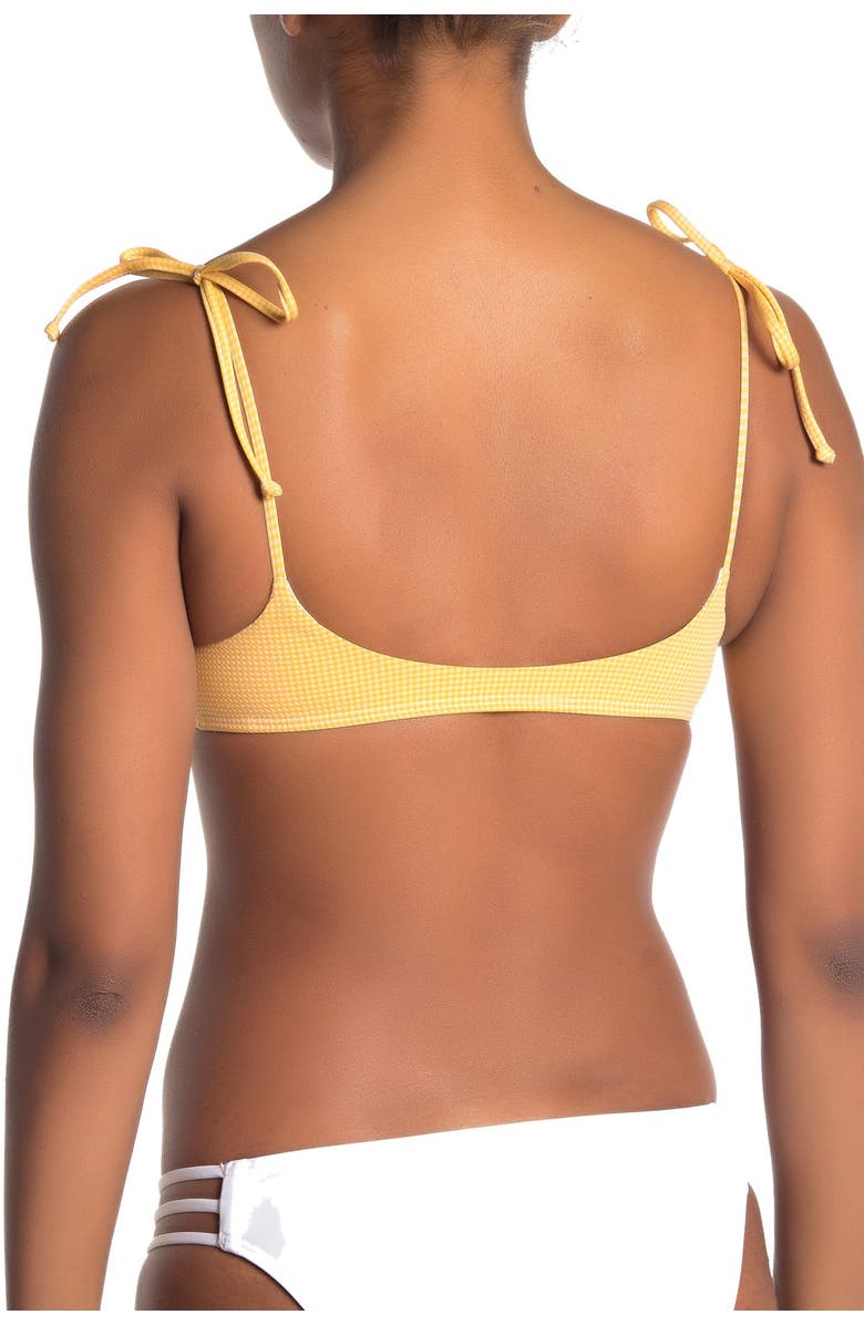 LSPACE Daisy Gingham Tie Strap Bikini Top, Alternate, color,