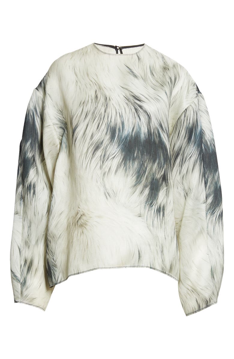 Brandon Maxwell The Briggs Fur Print Relaxed Silk Top, Alternate, color, Fur Print