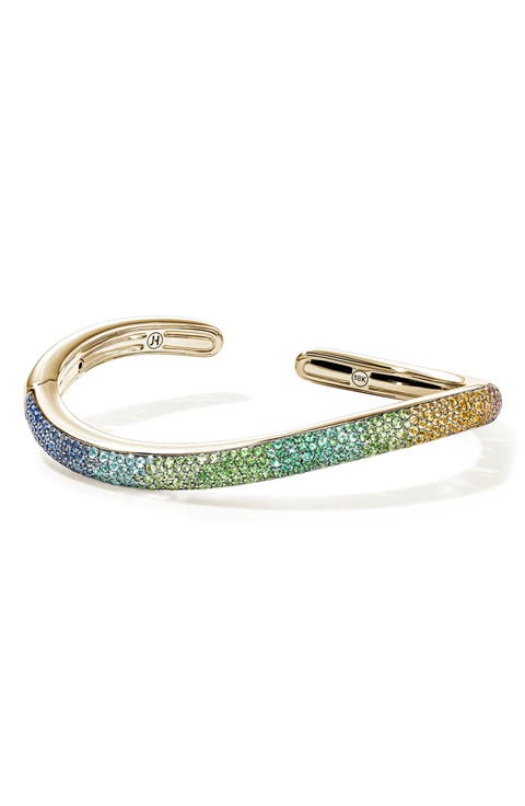 Artisan Series 18k Gold Multi-Stone Surf Cuff Bracelet
