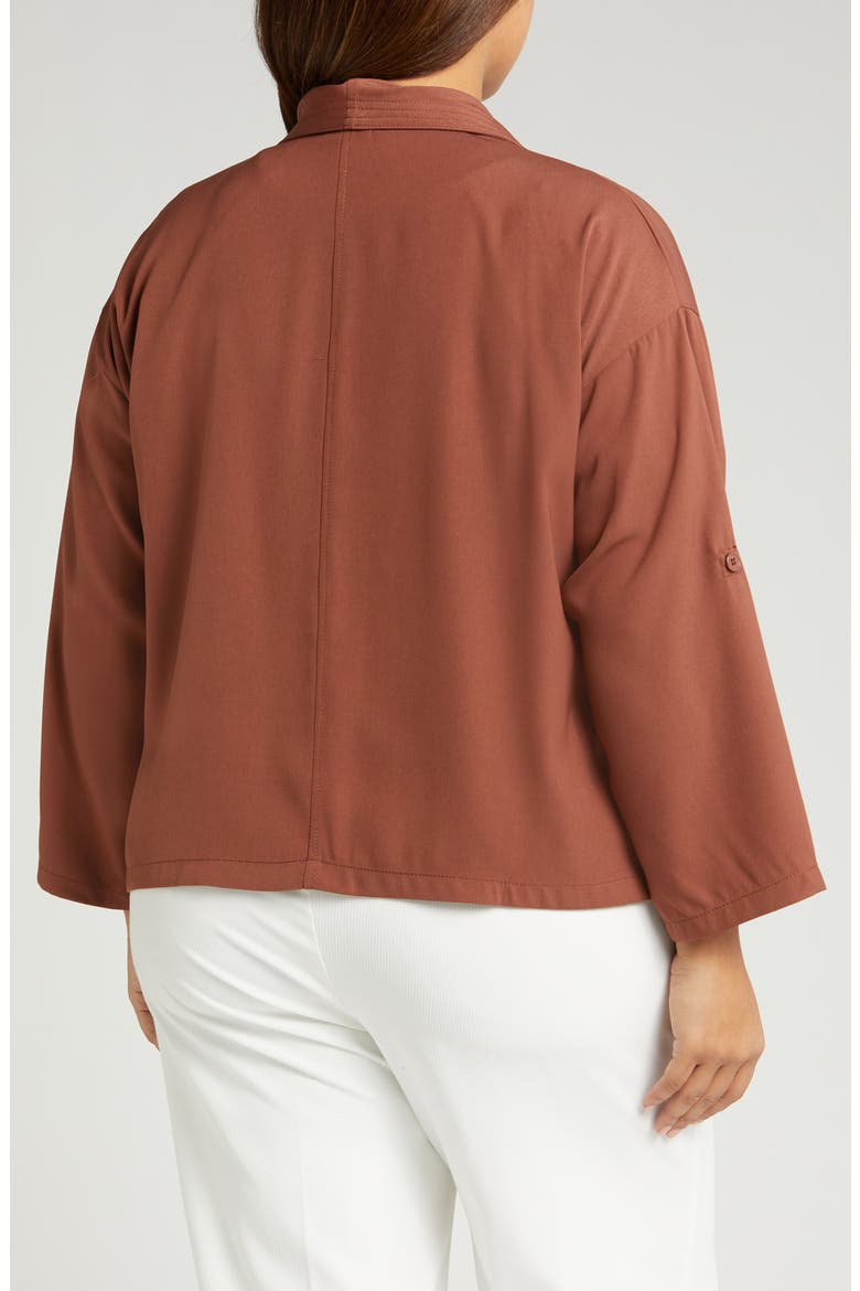 Draped Open Front Twill Jacket, Alternate, color, CHESTNUT