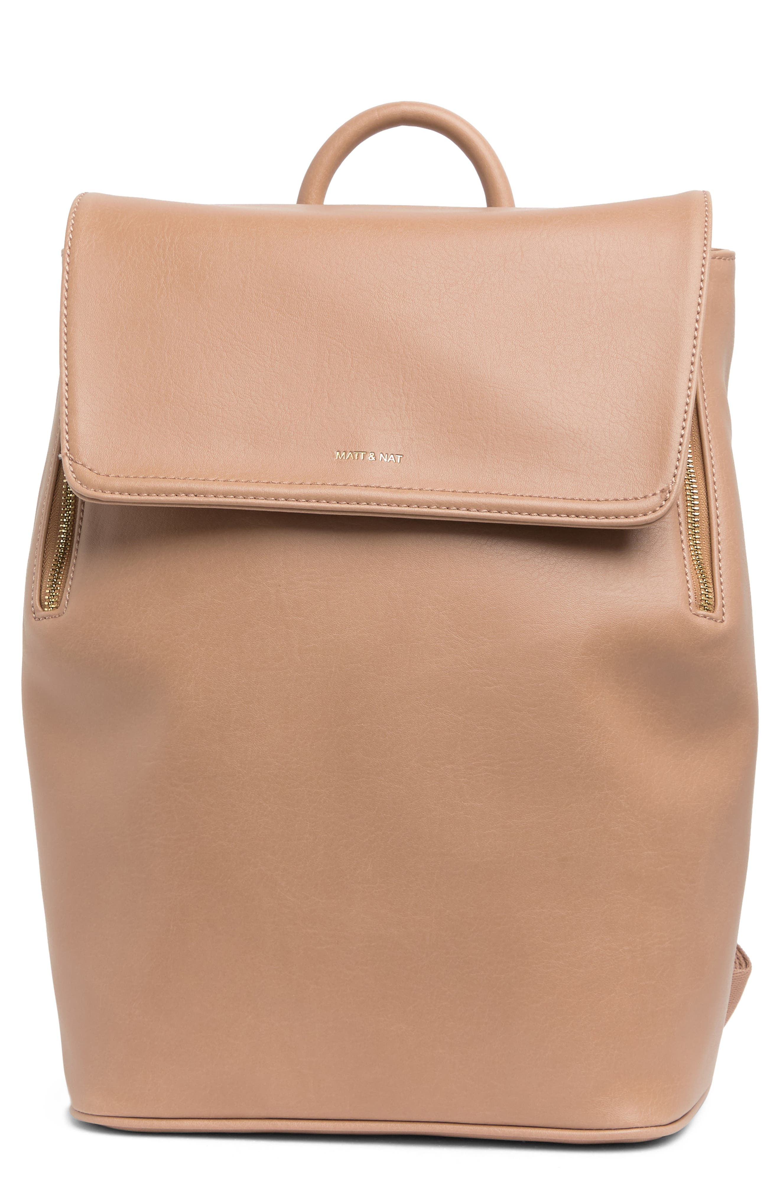 'Fabi' Faux Leather Laptop Backpack, Main, color, SEED