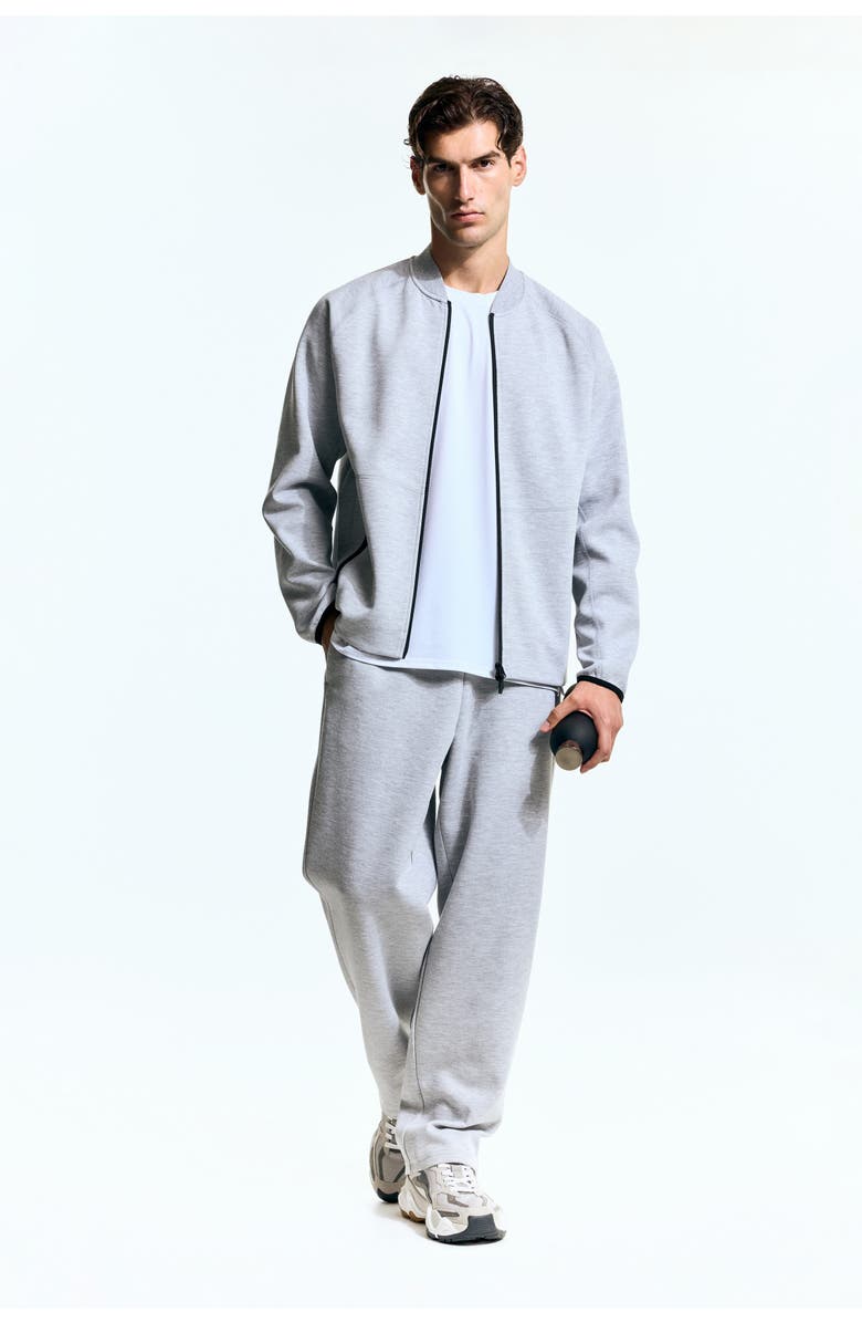 H&M Sports Bomber Jacket With Drymove, Main, color, Light Gray Melange