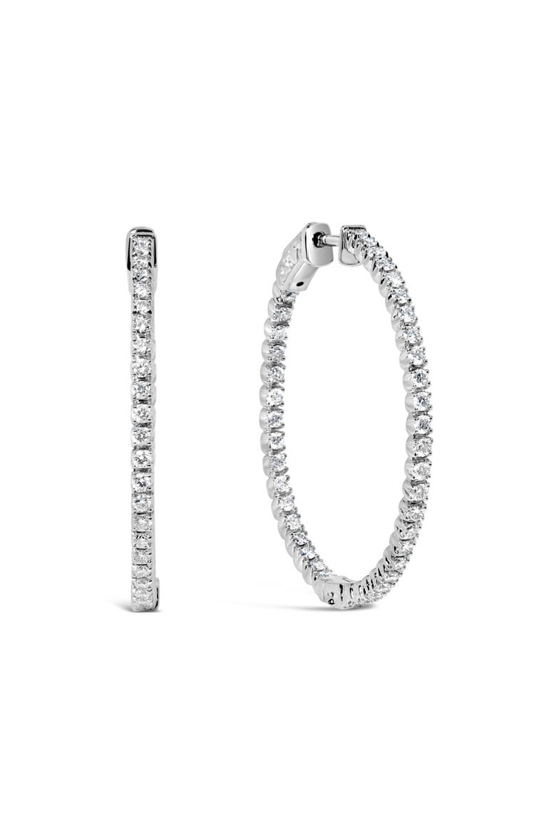14K White Gold 1 1/2 Cttw Lab Grown Diamond Inside Out Hoop Earrings, Alternate, color, White