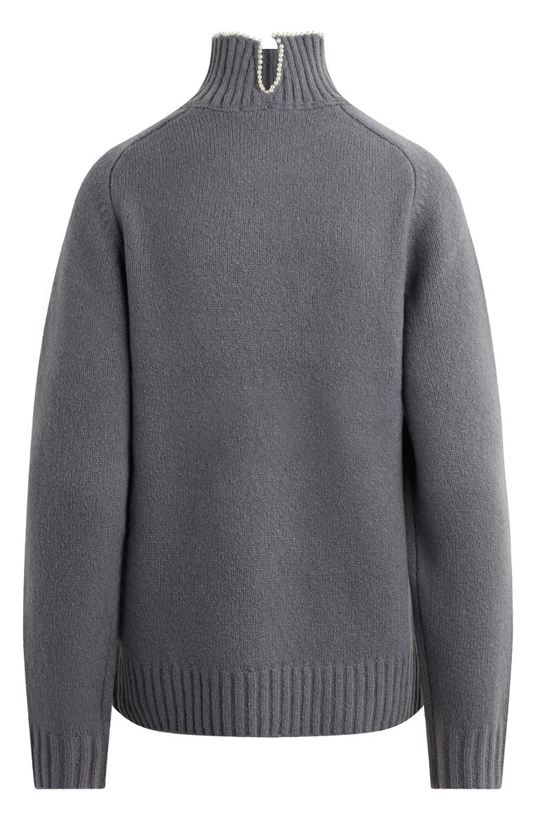 Favorite Daughter The Duchess Faux Pearl Embellished Wool Blend Turtleneck Sweater, Alternate, color, Charcoal