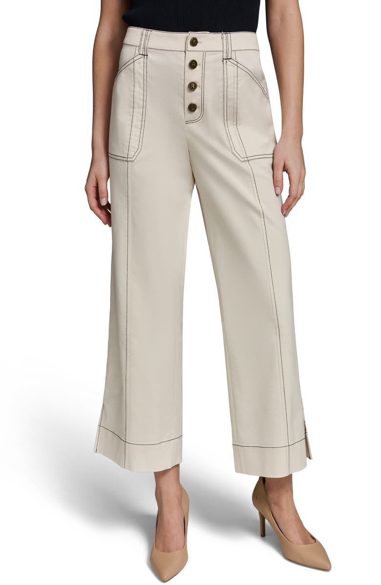 KARL LAGERFELD PARIS Straight Leg Crop Pants, Main, color, Bisque Multi