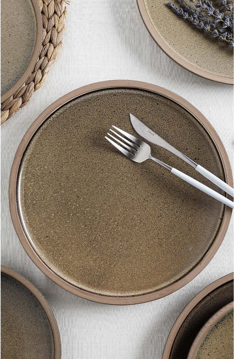 Stone Lain Tina Stoneware 4-Piece Salad Plate, Alternate, color, Green And Beige