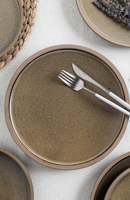 Stone Lain Tina Stoneware 4-piece Salad Plate In Brown