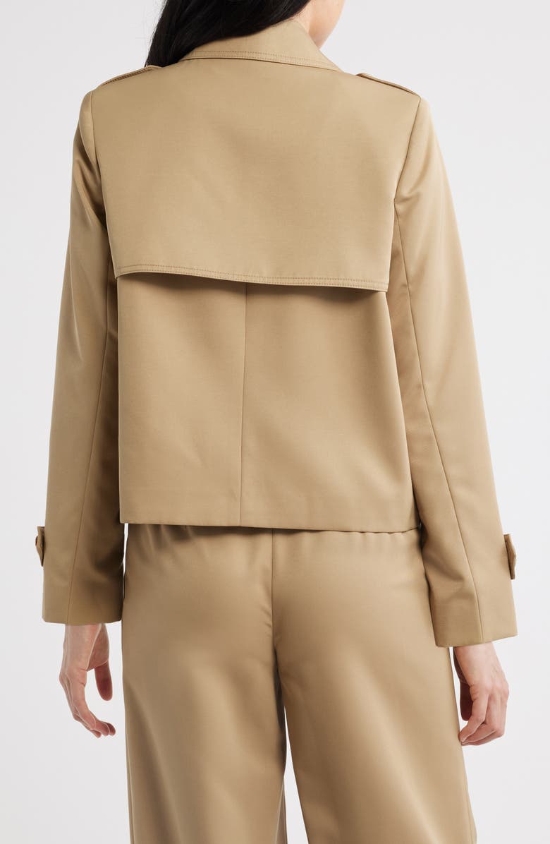 Tahari ASL Cropped Trench Coat, Alternate, color, Khaki