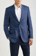 Peter Millar Flynn Classic Fit Navt Glen Plaid Slub Wool Sport Coat