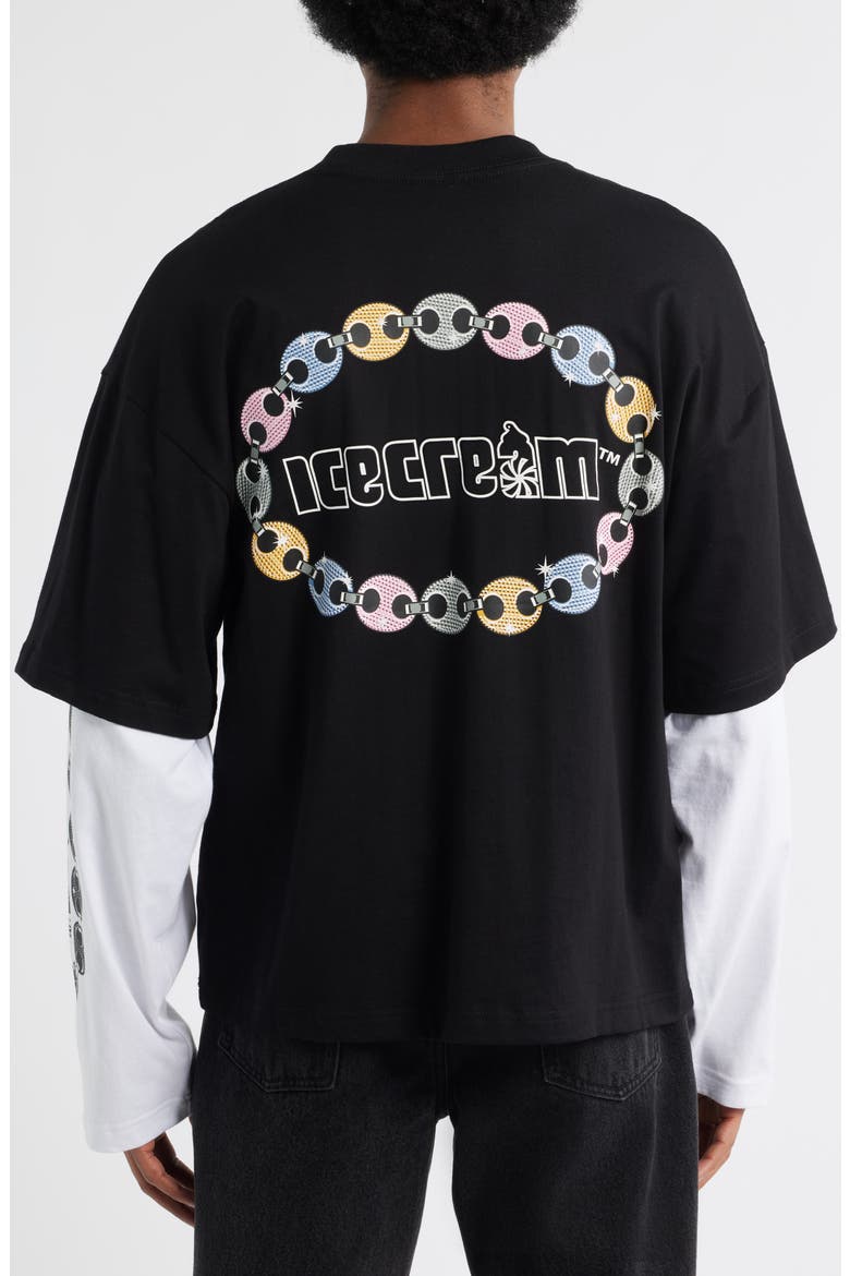 Jupiter Layered Long Sleeve Cotton Graphic T-Shirt, Alternate, color, BLACK