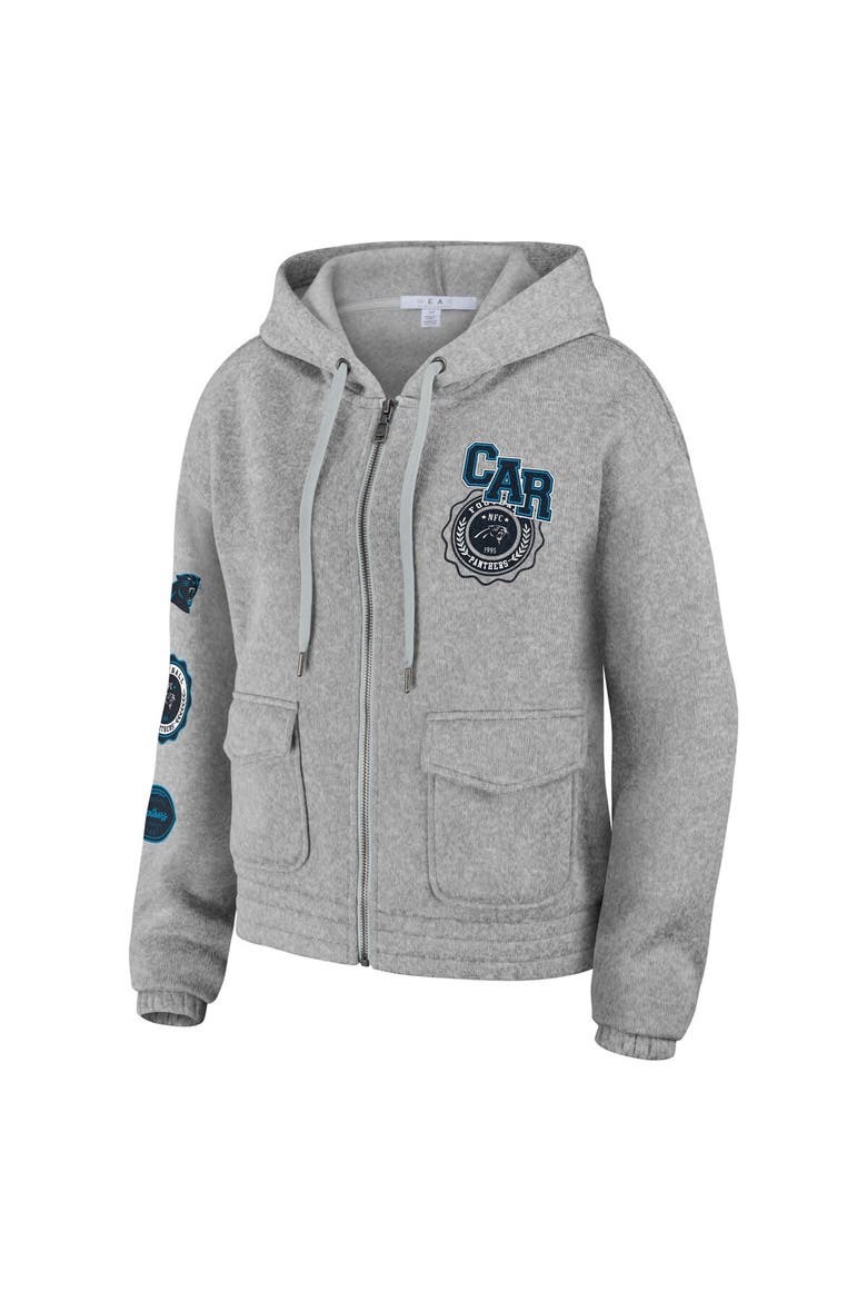 Women's WEAR by Erin Andrews Heather Gray Carolina Panthers Full-Zip Hoodie, Alternate, color, Heather Gray