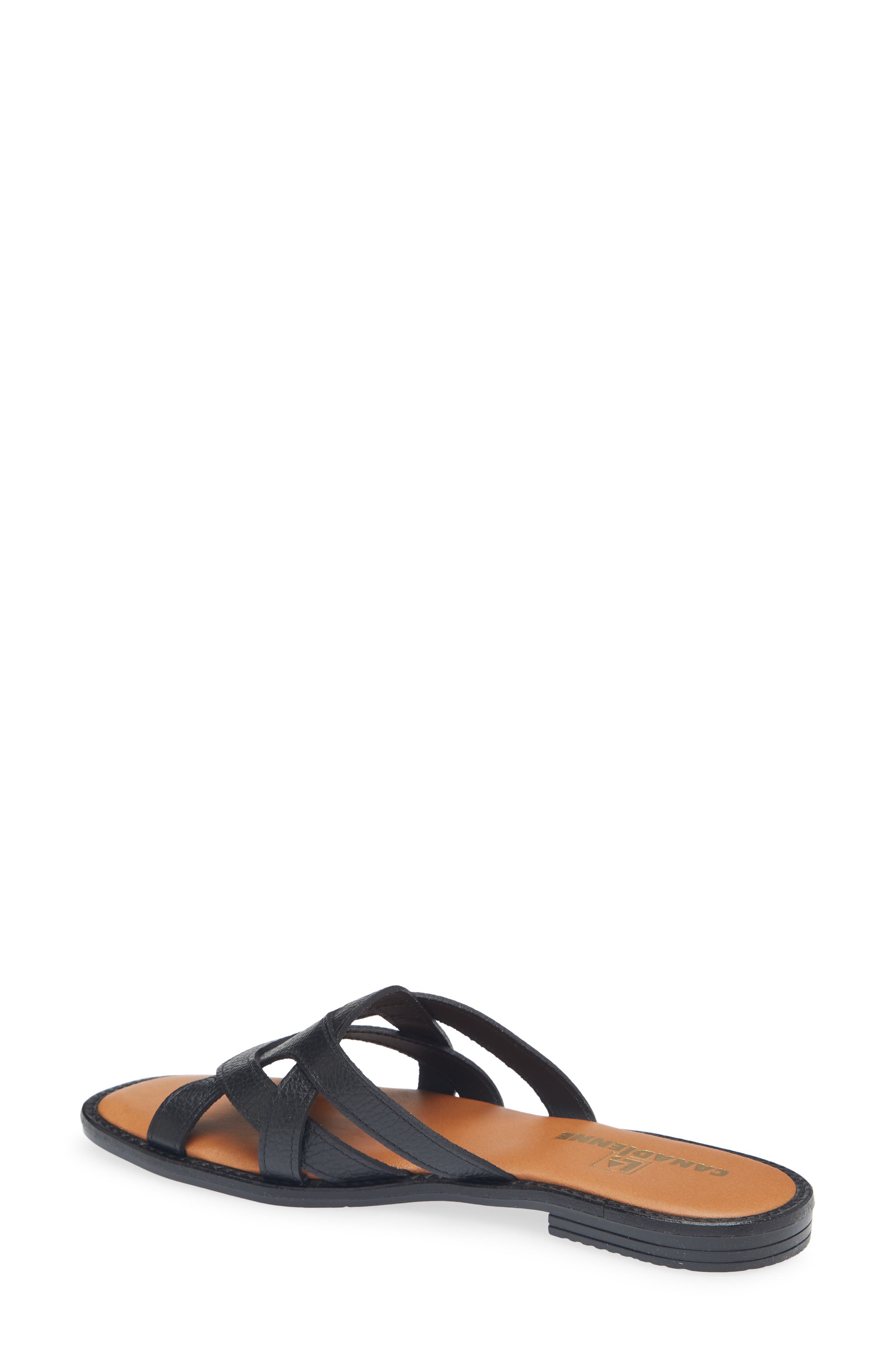 La Canadienne Francine Leather Slide Sandal, Alternate, color, Black