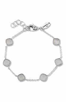 SAMUEL B. Sterling Silver Cushion Cut Semi-Precious Stone Station Bracelet