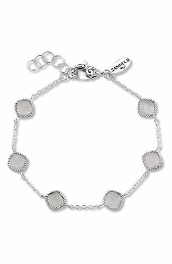 SAMUEL B. Sterling Silver Cushion Cut Semi-Precious Stone Station Bracelet