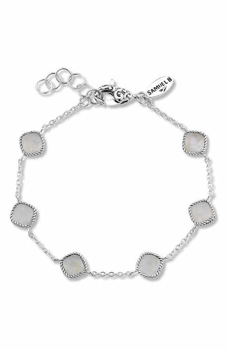 SAMUEL B. Sterling Silver Cushion Cut Semi-Precious Stone Station Bracelet