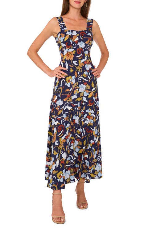 Print Sleeveless Tiered Maxi Dress