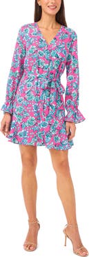 CeCe Floral Long Sleeve Shirtdress