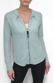 DKNY Slub Waffle Knit Zip Hoodie