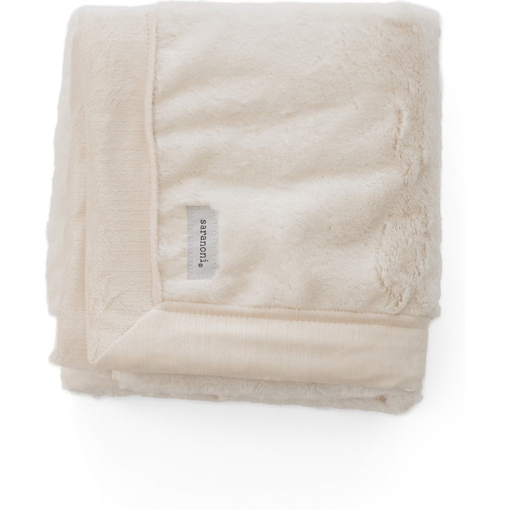 Saranoni Faux Fur Recieving Blanket In Neutral
