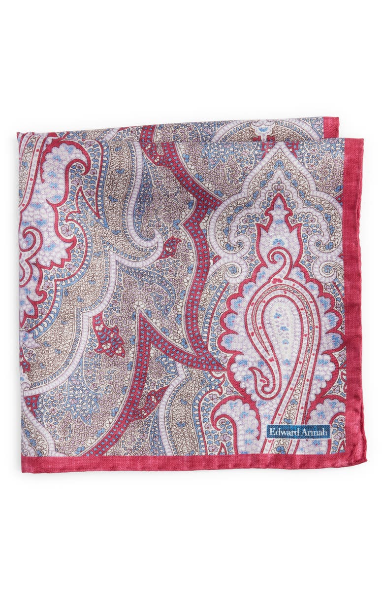 EDWARD ARMAH Floral Silk Pocket Square, Main, color, 