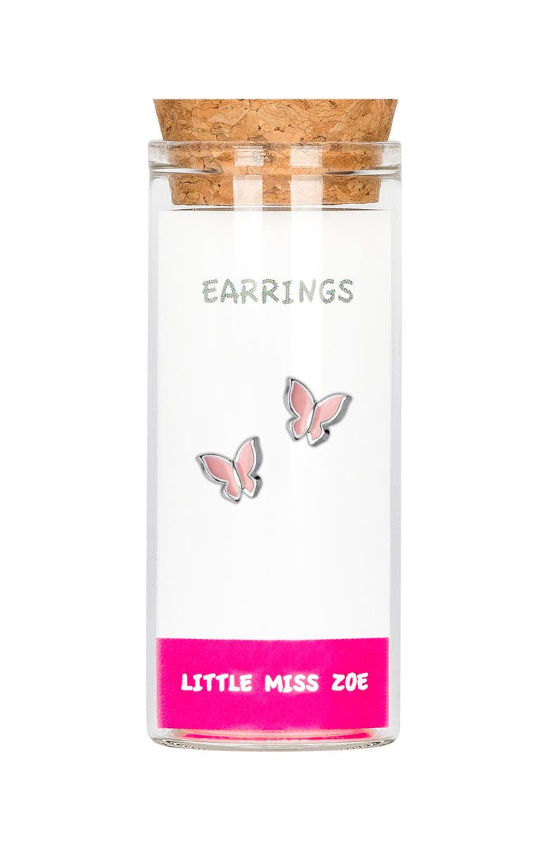 Little Miss Zoe Butterfly Stud Earrings, Main, color, Pink