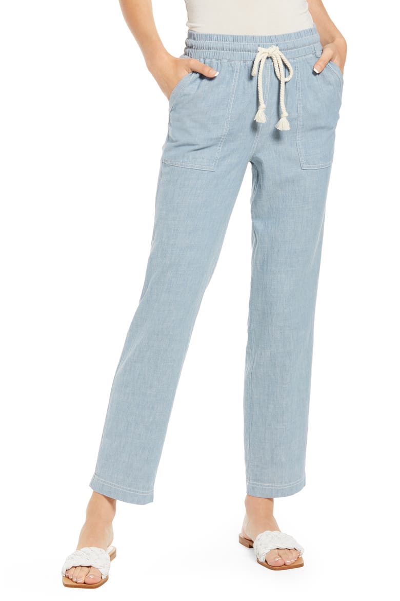 Arlie Tie Waist Pants, Main, color, FADED BLUE