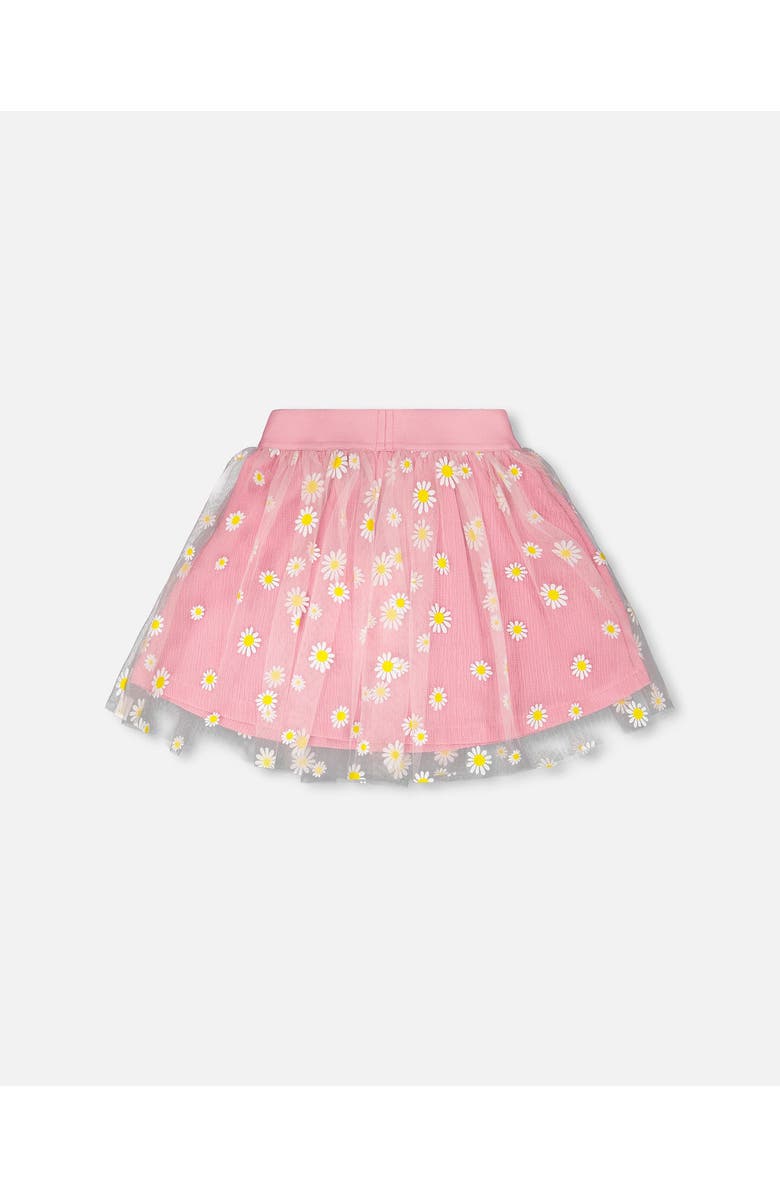 Deux par Deux Mesh and Crinkle Jersey Flared Skirt, Alternate, color, Pink