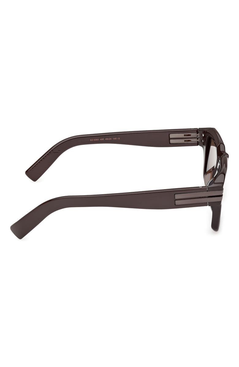 ZEGNA 48mm Square Sunglasses, Alternate, color, Brown/ Gunmetal Trim/ Roviex