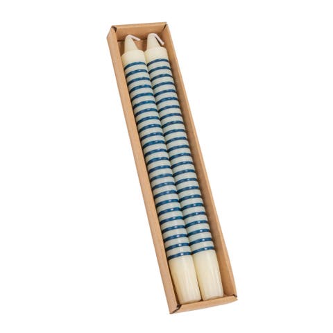 2-Piece Unscented Horizontal-Striped Taper Candles